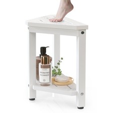 14 Inch Shower Foot Rest HDPE Corner Stool Shaving Legs Storage Shelf White