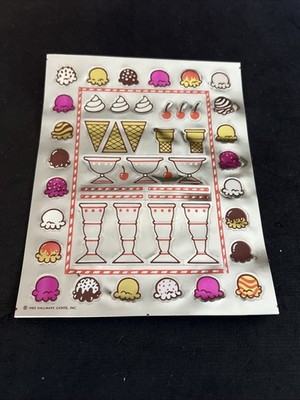 Vtg 80 s Hallmark RAZZLE DAZZLE Ice Cream Treats Foil Sticker Sheet - Rare & HTF
