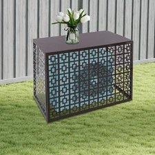 Metal Privacy Fence Cover Coffee Air Conditioner Fence for A/C Conditioning Unit