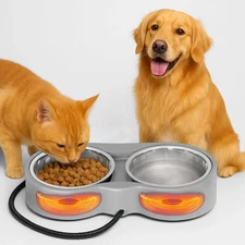 Pet Heated Bowl for Cat Dog, Freeze-Proof Warming Animal Food Feeder with Ant...