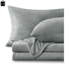 Flannel Sheets Queen Size Grey - Super Soft Fleece Sheets Set Fluffy Extra Plush