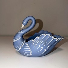 Vintage Lefton Blue Swan Planter: MidCentury Ceramic Figurine, Cottagecore Decor