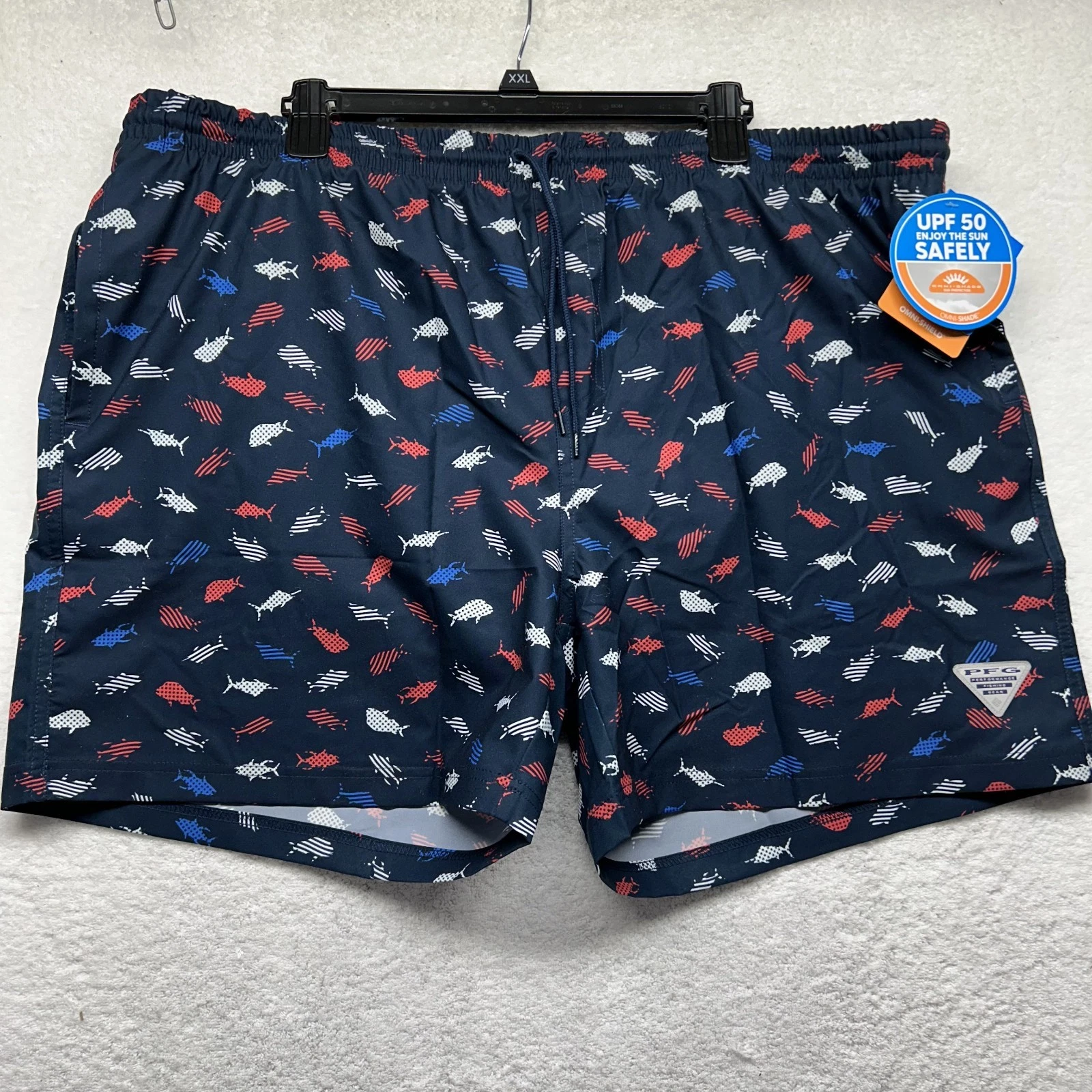 Columbia PFG Mens Size 2XL Rambler Fish Print Water Shorts