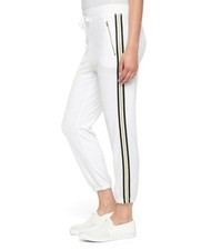 Juicy Couture Black Label White Micro Terry Track Pants Racer Stripe Size Medium