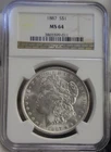 1887 US Morgan Silver Dollar $1 NGC MS64 Nice PQ