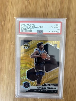 2020-21 Panini Mosaic Anthony Edwards NBA Debut RC Gold Wave