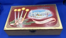 Vintage Christmas Wooden Candy Box  Stollwerck Nice Graphics