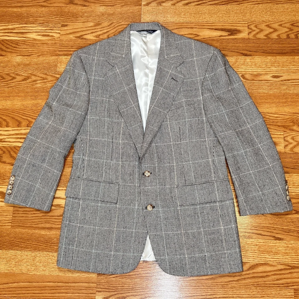 Vtg Ralph Lauren Wool Suit Glen Plaid Suit Union USA Blazer 40S Pants 34x28 - Image 2 of 4
