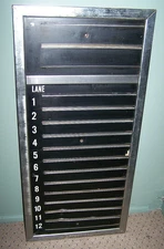 BRUNSWICK ADV BOWLING ALLEY LANE ASSIGNMENT SIGN~MONTCLAIR BOWLING CHICAGO, IL