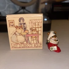 Wee Forest Folk M-317 Me in My Nightcap Red Boot - Retired in WFF Box