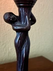 Vtg Tiffany Style Stained Glass 13 1/8” H Lamp Art Deco Lady Figurine Lily Lamp