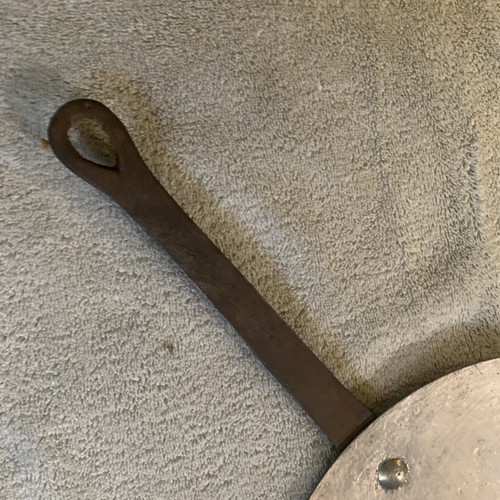 ANTYCZNA FRANCUSKA MIEDŹ 31cm POKRYWA GARNKA LIZAKA - ANTYCZNA POKRYWA PATELNI BLASZANA PODSZEWKA - Zdjęcie 7 z 8