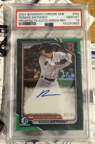 2024 Topps Bowman Chrome Roman Anthony signed  #/99 Green Mojo PSA 10 Auto Card