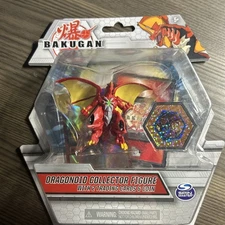 Bakugan Collector Figure Dragonoid (red) with Trading Cards & Coin New