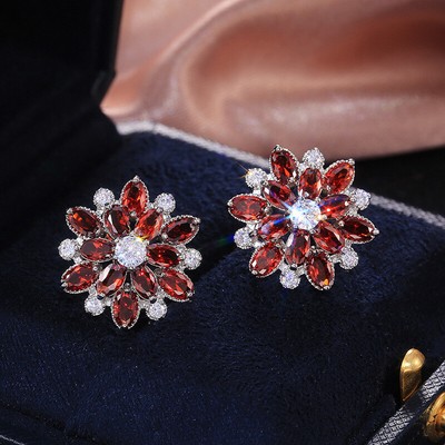 Gorgeous 925 Silver Filled Stud Earring Cubic Zircon Women Wedding Party Jewelry