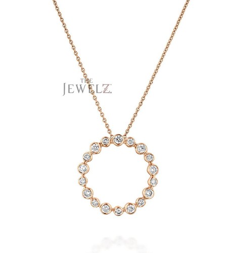 Conjunto de bisel de oro de 14 quilates de 0,50 quilates VS/F-G collar colgante círculo de eternidad de diamantes - Imagen 4 de 5