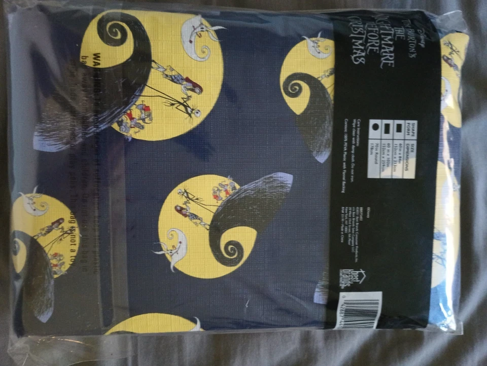 Disney The Nightmare Before Christmas Blue Vinyl Halloween Tablecloth 60” x 84" - Image 2 of 2