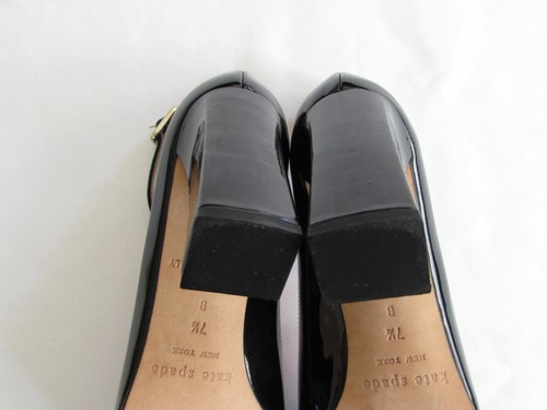 Vintage Kate Spade Pumps Black Patent Leather Round Toe Block High Heel Size 7.5 - Picture 14 of 19