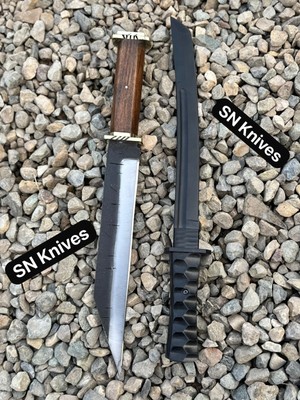 PAIR OF 2-CUSTOM HANDMADE CARBON STEEL HUNTING SEAX&TANTO KNIVES W/SHEATH