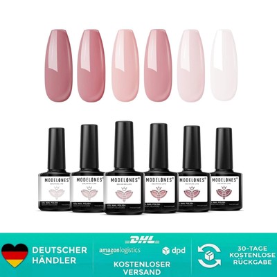 UV Nagellack Set Rosa Nude Pink 6 Farbe Gel Nagellack Shellac Gel Nail Polish...
