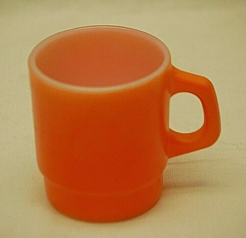 Anchor Hocking Fire King Ware Orange Coffee Cup Mug USA Old Vintage MCM