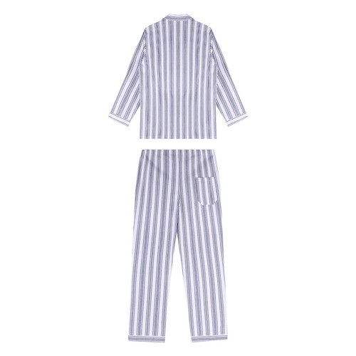 Conjunto de 2 pijamas de algodón para hombre con botones para hombre ropa de dormir suave cintura alta pantalones - Imagen 18 de 22