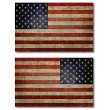 Weathered American Flag Car Magnet Decals, 5x8 Inches, Opposing 2 Pack