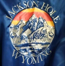 Vintage Jackson Hole WY Satin Jacket Swingster USA Ski Teton Quilted Large?