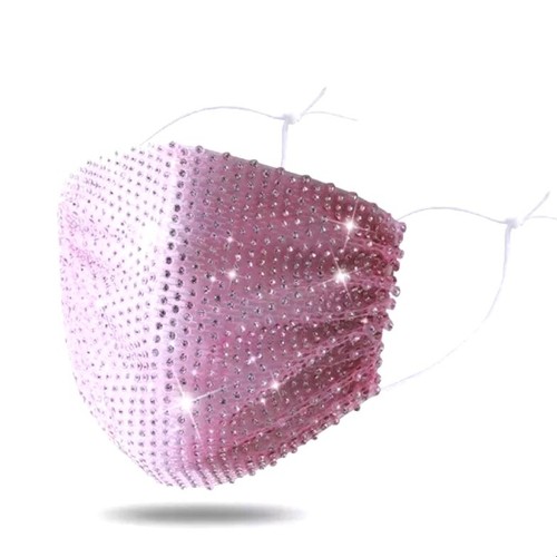 Copri maschera viso strass glitter rosa regolabile matrimonio venditore USA veloce NUOVO - Foto 9 di 10