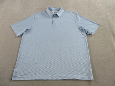 Johnston Murphy Polo Shirt Mens 2XL XXL Blue Geometric Print