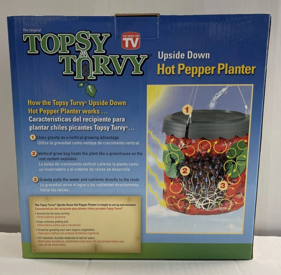Macetas originales Topsy Turvy al revés de pimienta caliente como se ve en la televisión, nuevas Foto 2 de 2
