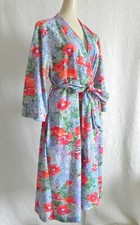 Vtg Sears Robe Floral Tie Belted 3/4 Sleeve One Pocket Size S