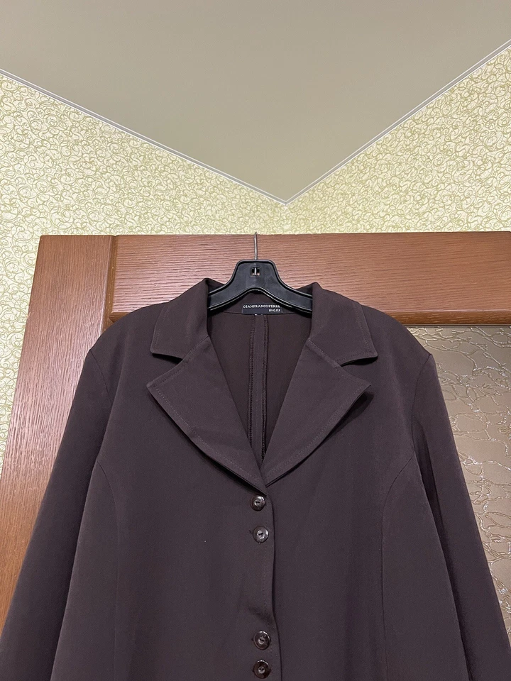 1990’s RARE GIANFRANCO FERRE BY G.F.F BROWN SOLID MIDI LUXURY WOMAN DRESS SZ XL - Image 3 of 4