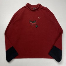 Vtg Disney Winnie The Pooh Womens Crewneck M Red Snowflake Embroidery Mock Neck