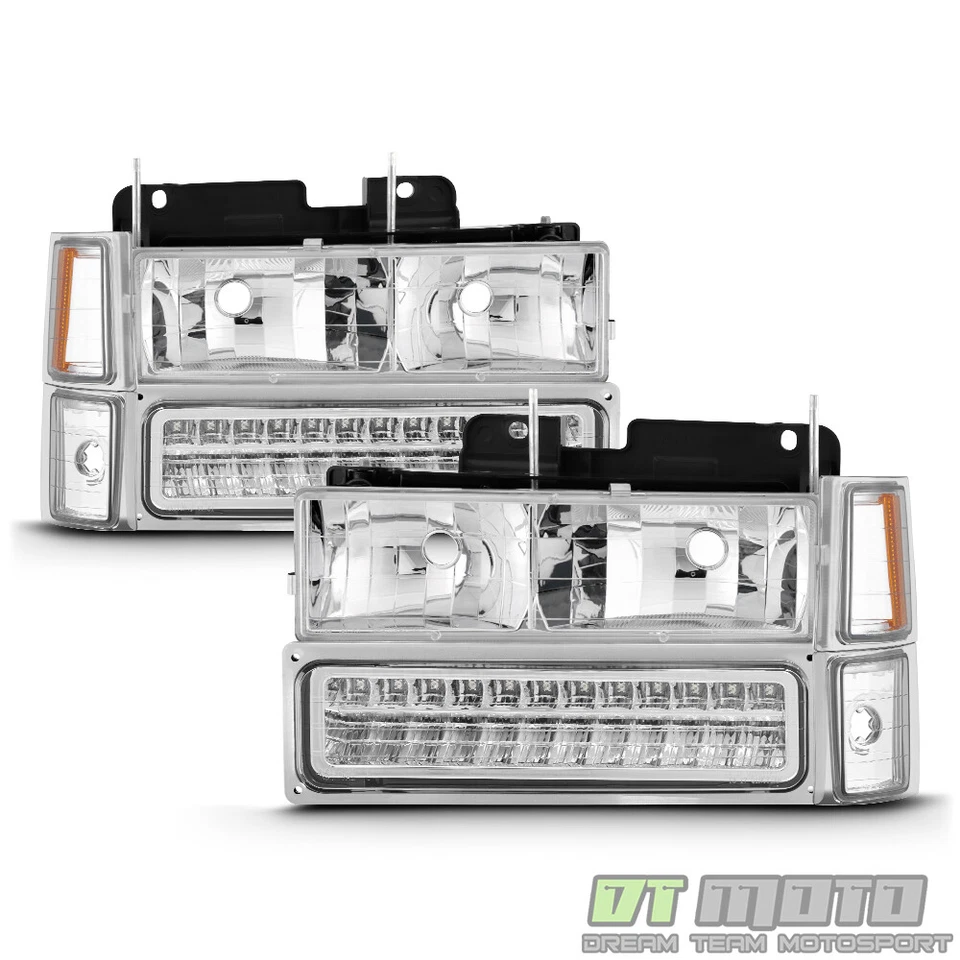 Faros suburban Chevy C/K 1500 Tahoe 1994-1999 8 piezas + parachoques LED + luz de señal Foto 2 de 4