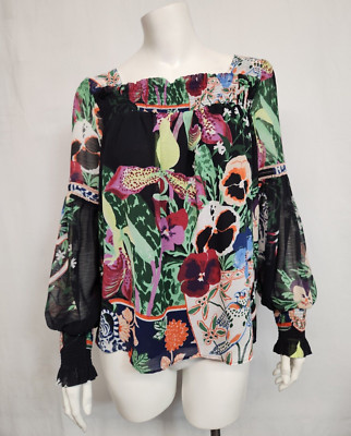 NWT Art Of Anthropologie Lil Sire Size XS Floral Chiffon Blouse