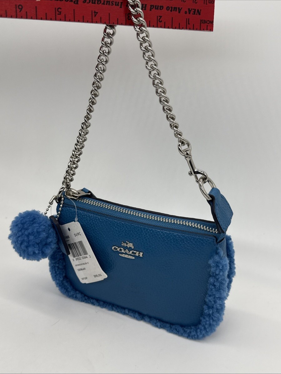 New Coach Women's Shearling Nolita 15 Leather Convertible Wristlet
