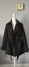 Jou Jou Coat Double Breasted Belted Jacket Women Gray Size Large Good Cond.