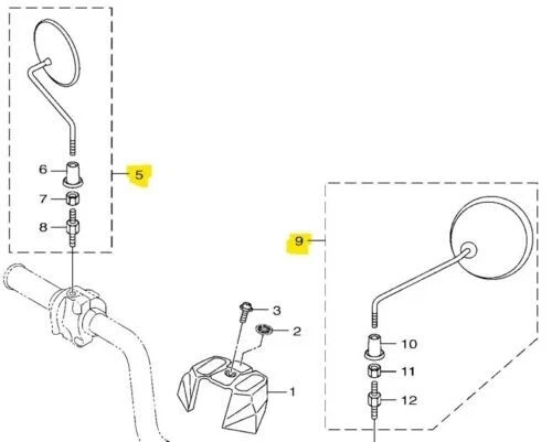 Juego de espejos retrovisores originales 5S9-F6280-F6290-01-00 para Yamaha Zuma 125 2009-2023 Foto 3 de 3