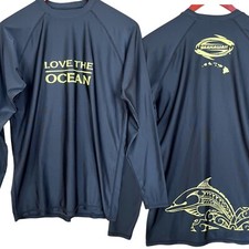 Sea Hawaii Monkskin Shirt Mens Small Black Pullover Beach Surfing Swimming Aloha