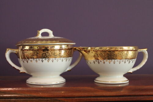VTG. TAYLOR SMITH TAYLOR USA EASTERN CHINA 22K GOLD CREAM AND COVERED SUGAR - Picture 1 of 10