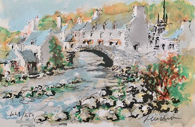 URBAN HUCHET リトグラフ　Boca point Urbain Huchet BRIDGE IN POINT AVEN Hand Signed Limited Edition Art