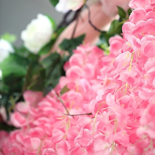 42" tall Pink Silk Wisteria Flowers Hanging Vine Garland Wedding Centerpieces - Picture 6 of 8