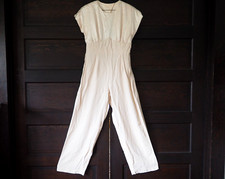 VTG 80s 90s Ivory Formal Cocktail Jumpsuit High Waist Open Back Sz 8 USA Made