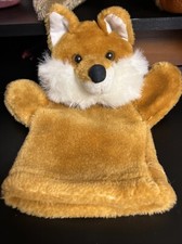 11" VINTAGE FOX STUFFED PLUSH HAND PUPPET BROWN SOFT
