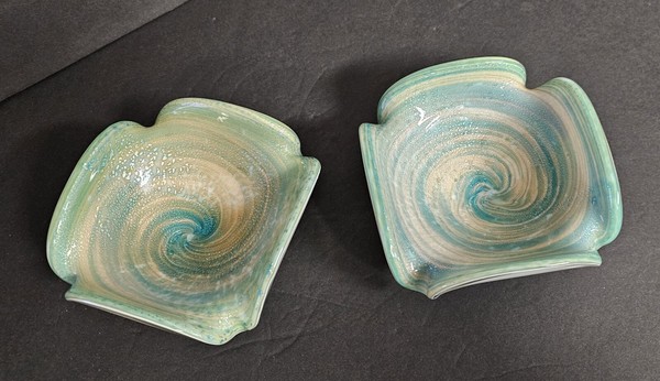 Art Deco Glass Bowl Set Vintage Perfect Condition
