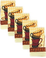 5 pc SAME KITCHEN TOWELS SET (15" x 25") STACK of COFFEE CUPS by KC