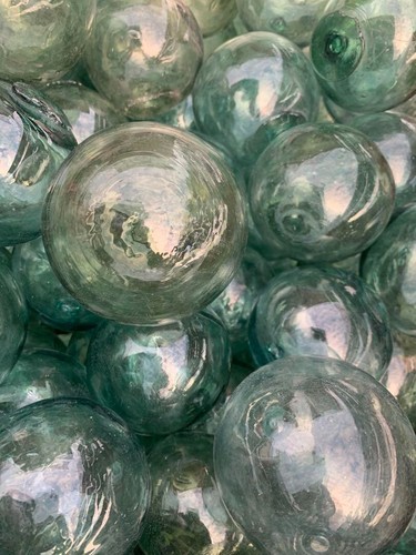 Antique Japanese Glass Fishing FLOATS 3-3.8" LOT of 6 Buoy Decor Display VTG - Picture 5 of 7
