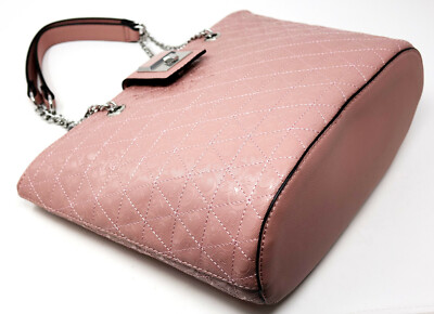 NEW GUESS Women's Logo Embossed Ensink Mauve Pink Quilted