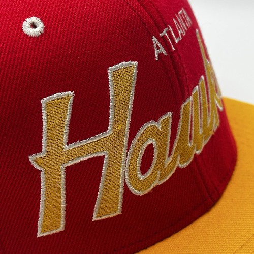 Atlanta Hawks Vintage Script Twill Snapback Cap Hat Limited Edition TOSA Red - Picture 8 of 24